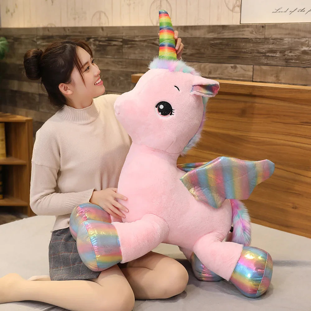 Unicorn Dream Rainbow Plush Toy High Quality Pink Horse Sweet Girl Home Decor Sleeping Pillow Gift For Kids up to 100cm Mythical - Tophatter Daily Deals