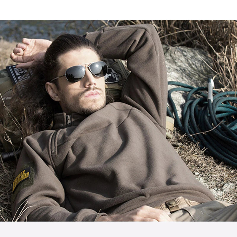 Insulating Men's Fleece Pullover - Tactical Zip Crew - Tophatter Daily Deals