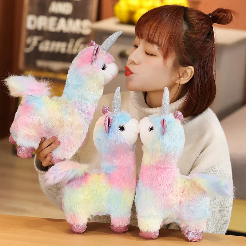 Rainbow Alpaca Unicorn Plush Stuffed Animal Toy Animals - Tophatter Daily Deals