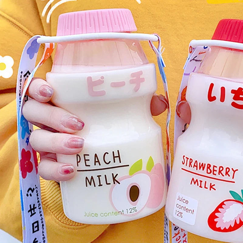 Milk Carton Shaped Water Bottle 480ml Pink, Red, Yellow, Green Food - Tophatter Daily Deals