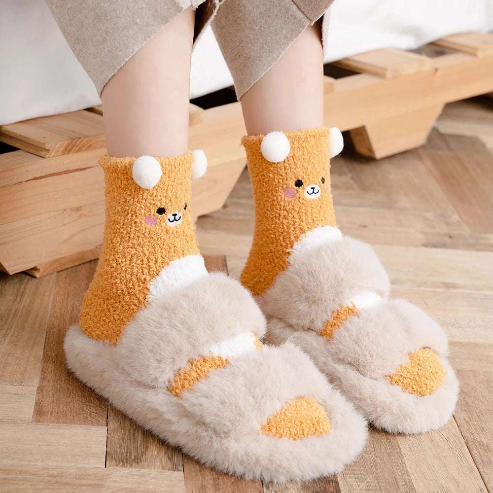 Cute Animal Fuzzy Socks Animals - Tophatter Daily Deals