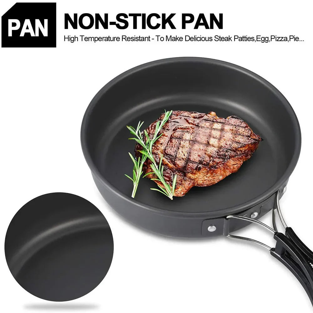 11-Piece Outdoor Camping Cookware Set Black Camp Cooking - Tophatter Daily Deals