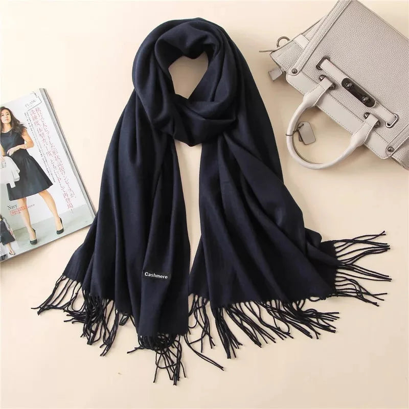Warm Cozy Women Scarf - Long Fringe, Cashmere, Winter - Tophatter Daily Deals