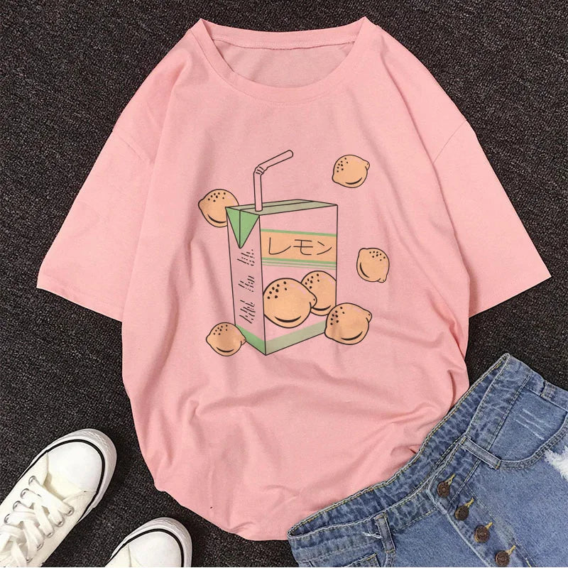 Pink Peach Juice Harajuku T Shirt Food - Tophatter Daily Deals