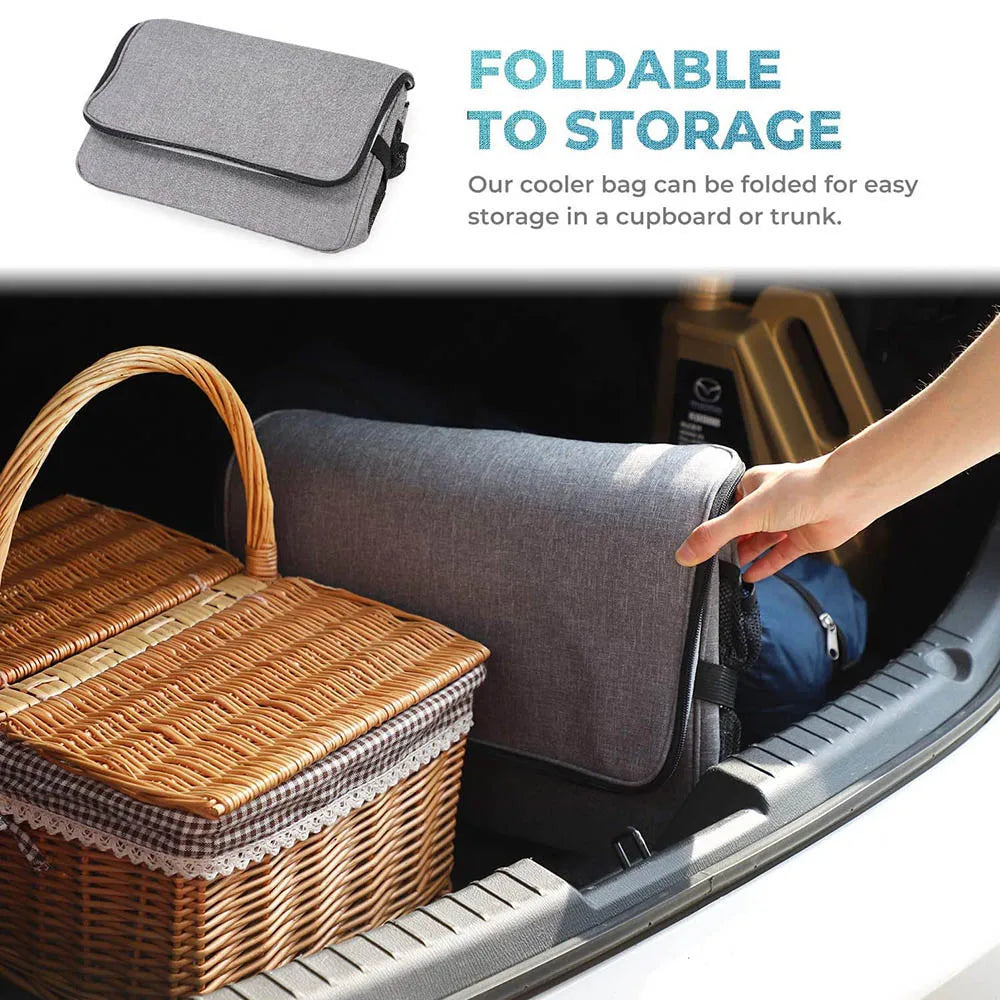 32L Large Soft Cooler Bag with Hard Liner Grey Camping & Hiking - Tophatter Daily Deals