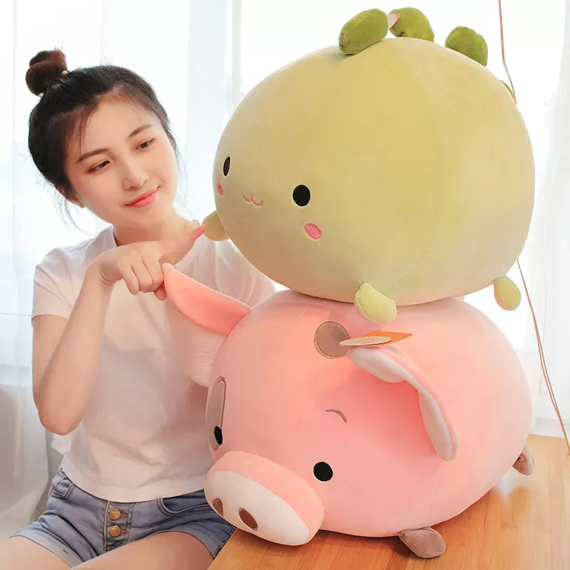 Chubby Pig Pink Piggy Plush with Eye Patch 35-45cm Animals - Tophatter Daily Deals