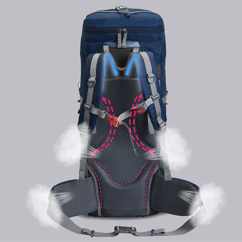 Waterproof Hiking Backpack Camping Rucksack Blue Backpacks - Tophatter Daily Deals