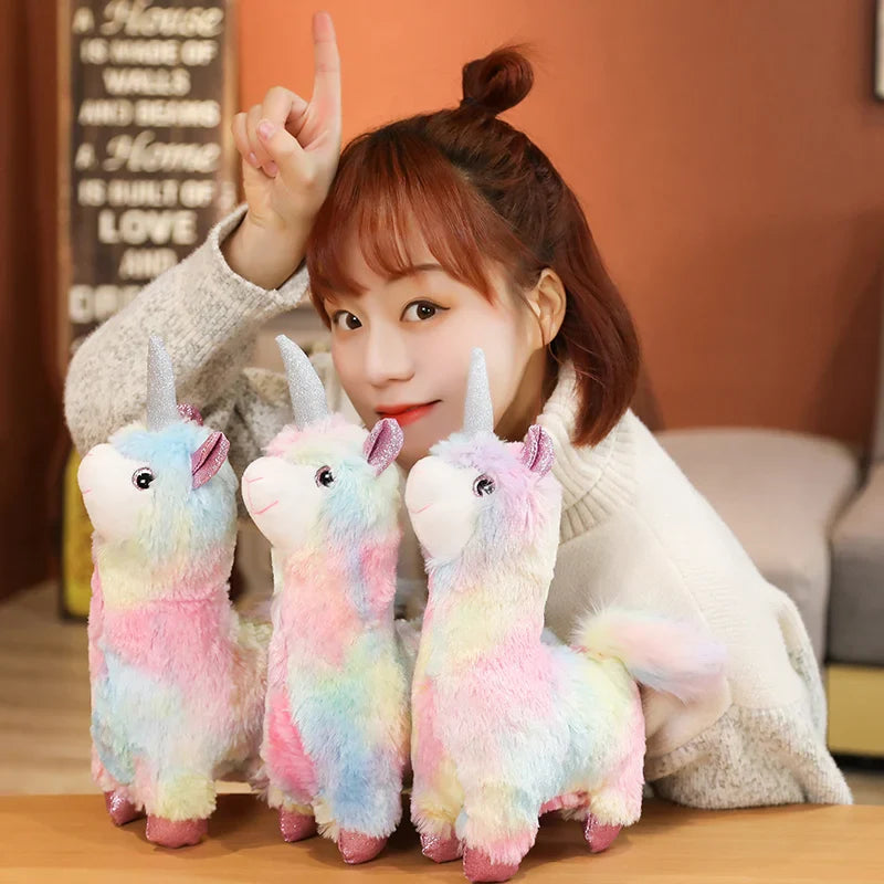 Rainbow Alpaca Unicorn Plush Stuffed Animal Toy Animals - Tophatter Daily Deals