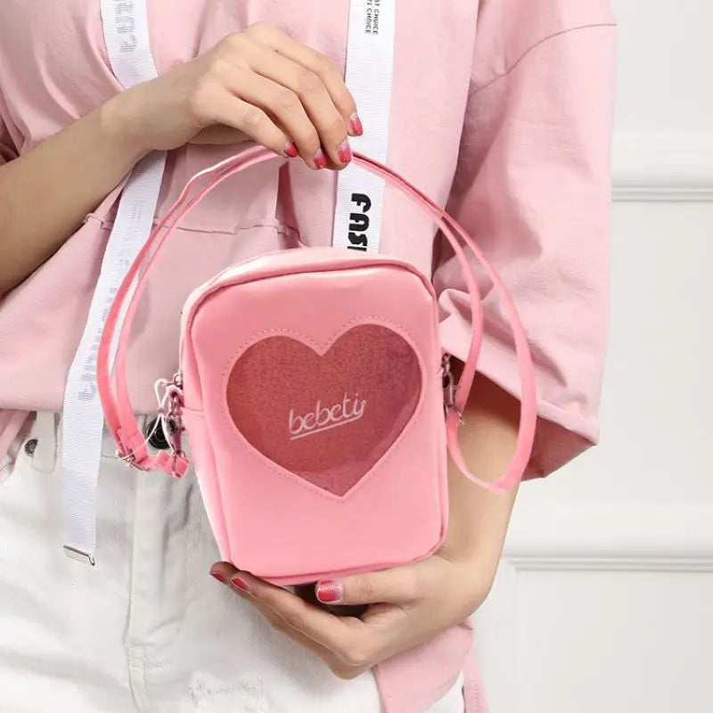 Irridescent Holographic Crossbody Handbag Bag Heart Pink Lilac Glitter Outer Space - Tophatter Daily Deals
