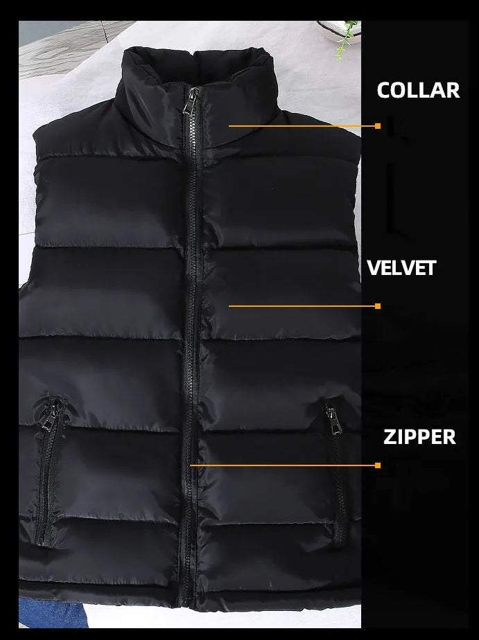 Warm Slim Men’s Puffer Vest - Stand Collar, Polyester, Casual - Tophatter Daily Deals