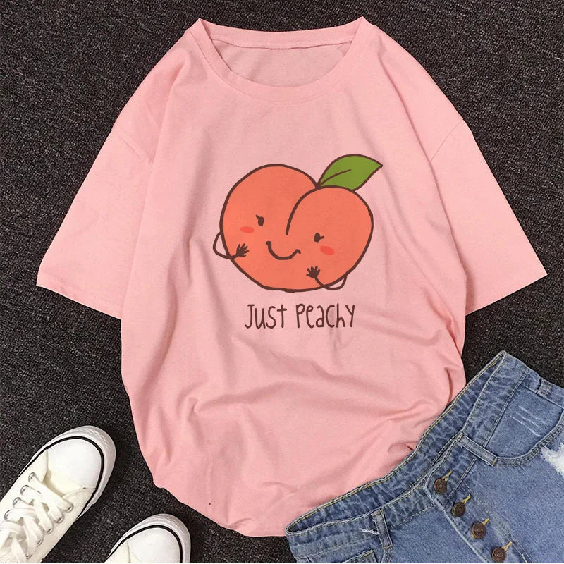 Pink Peach Juice Harajuku T Shirt Pink Peaches Food - Tophatter Daily Deals