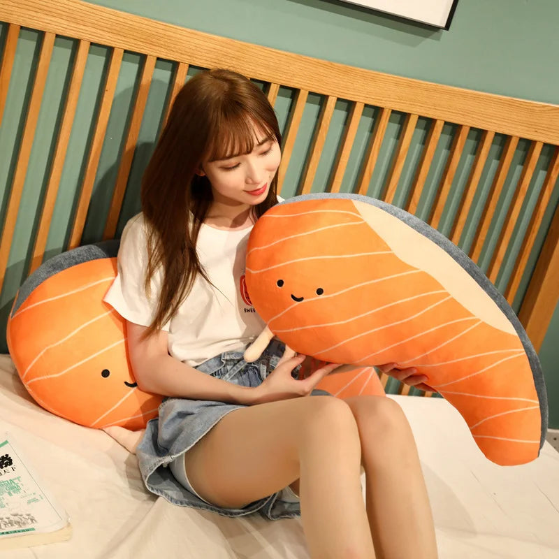 Salmon Plush Pillow Realistic Food Cushion Cozy Gift - Tophatter Daily Deals