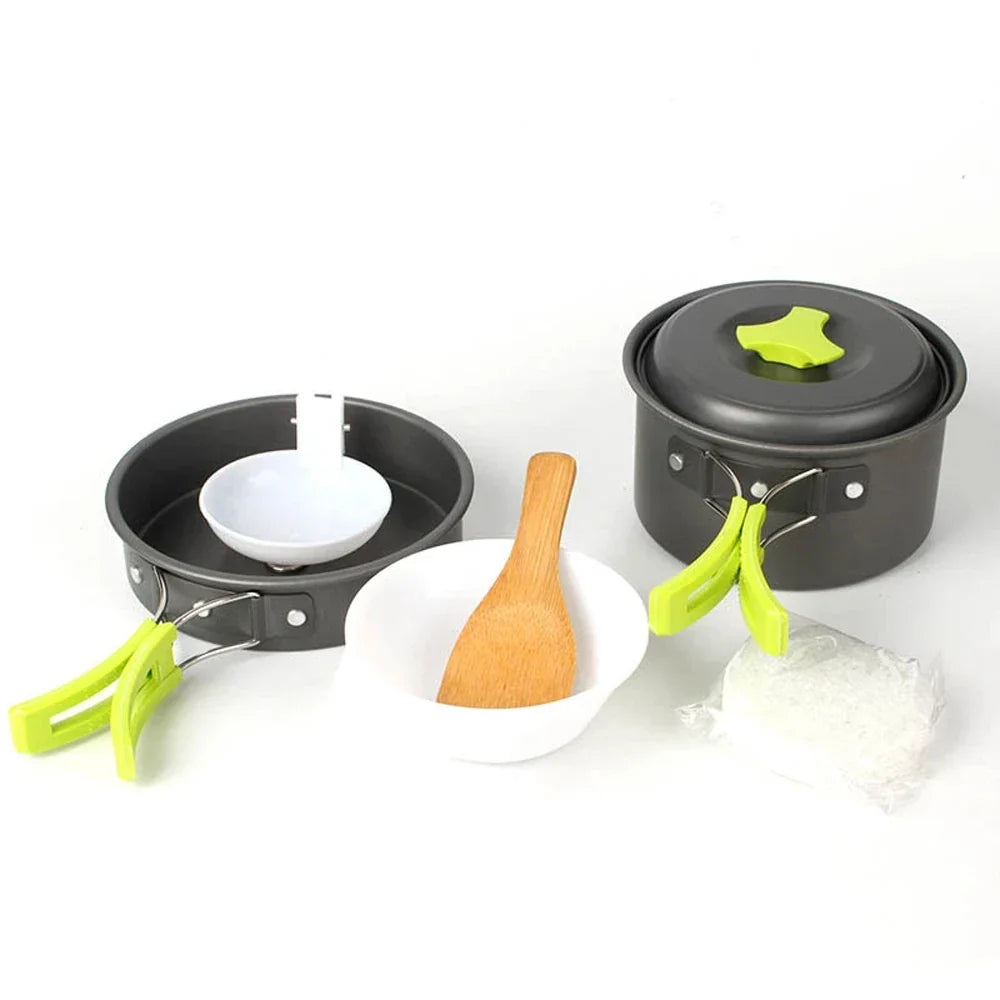 6-Piece Portable Camping Cookware Set Green Camp Cooking - Tophatter Daily Deals