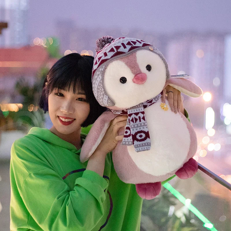Cosy Penguin With Scarf and Hat Plush Winter Christmas Plush Animals - Tophatter Daily Deals