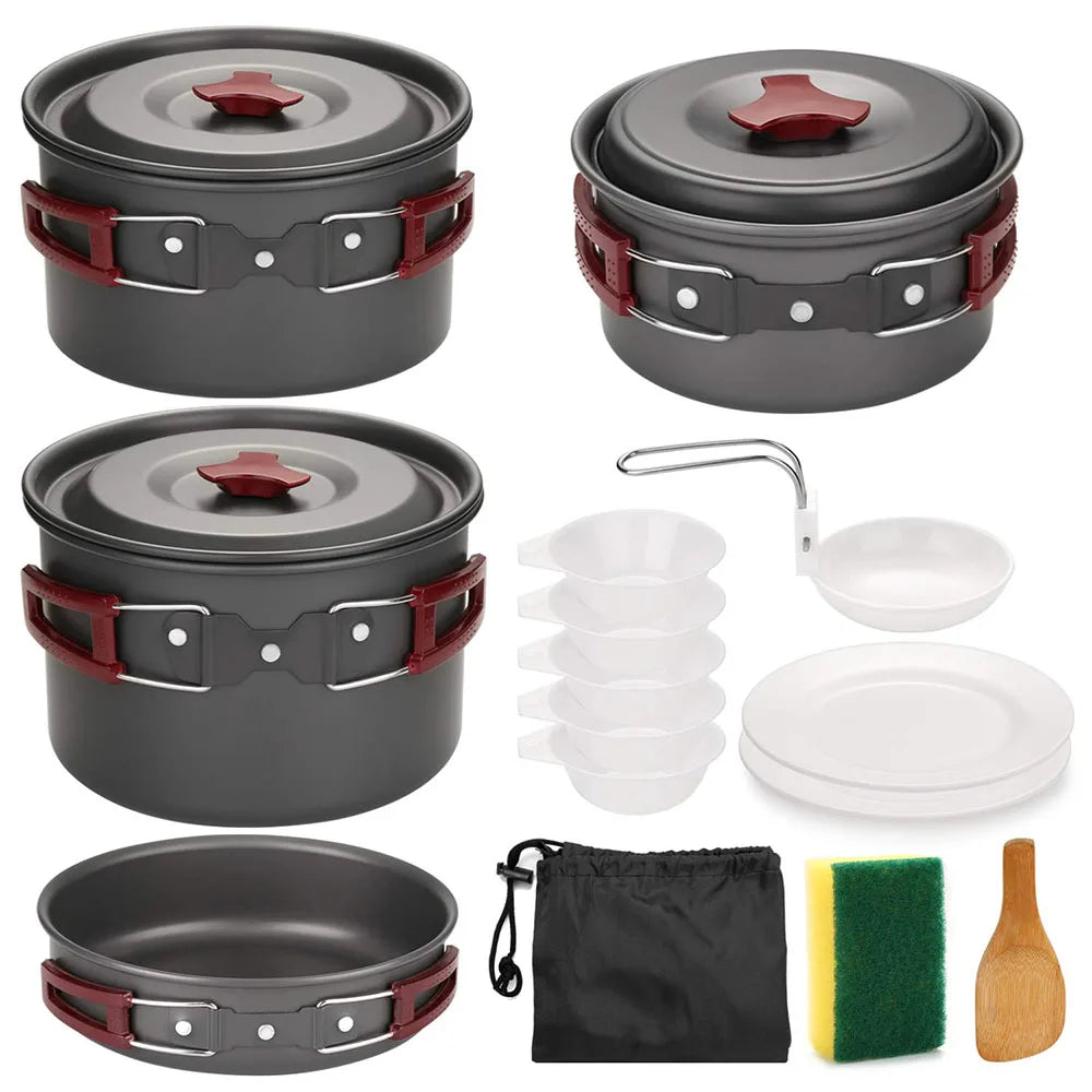 14-in-1 Outdoor Camping Cookware Kit Brown Camp Cooking - Tophatter Daily Deals