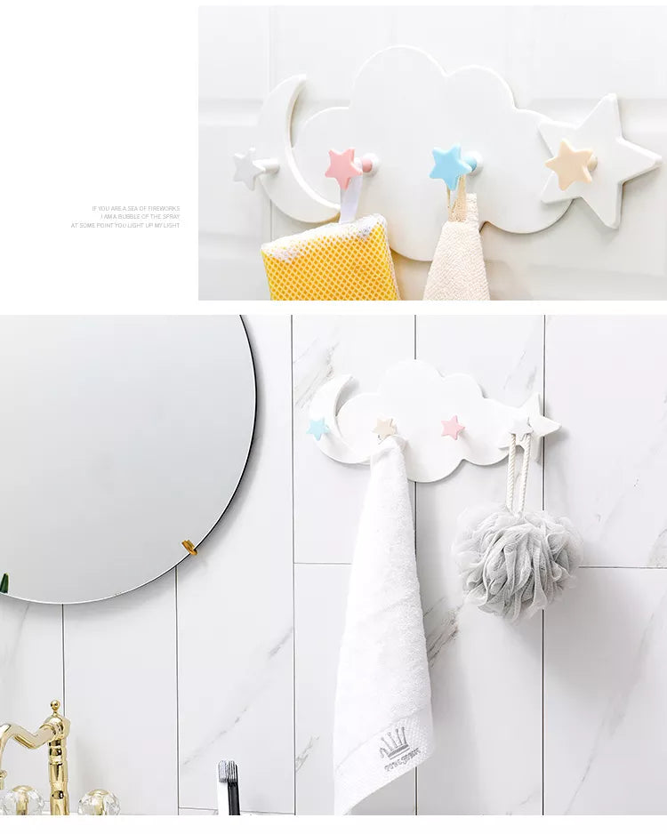 Kawaii Cloud Hooks Children's Room Wall Hanging Decor Rainbows - Tophatter Daily Deals