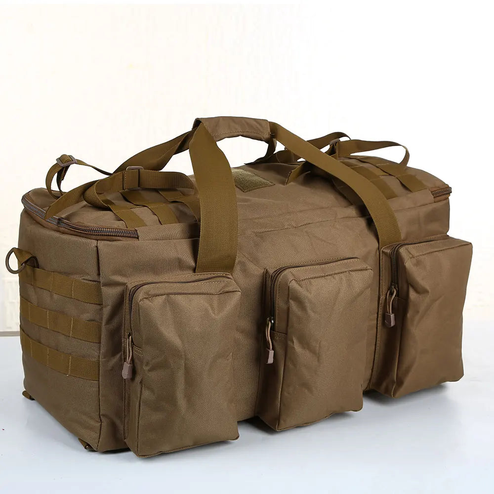 55L Tactical Duffel Backpack Travel Bag Khaki Duffel Bags - Tophatter Daily Deals