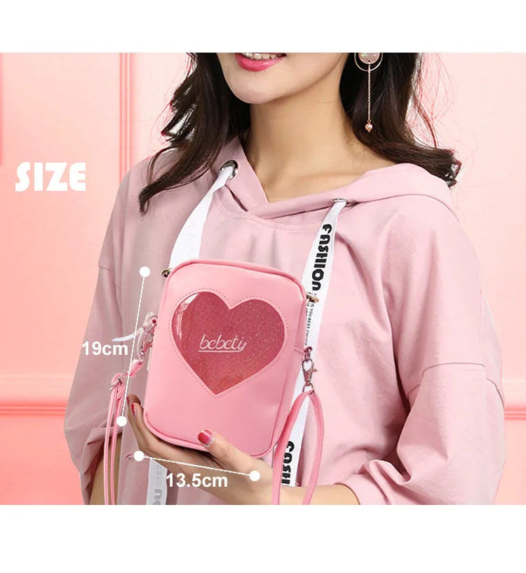 Irridescent Holographic Crossbody Handbag Bag Heart Pink Lilac Glitter Outer Space - Tophatter Daily Deals