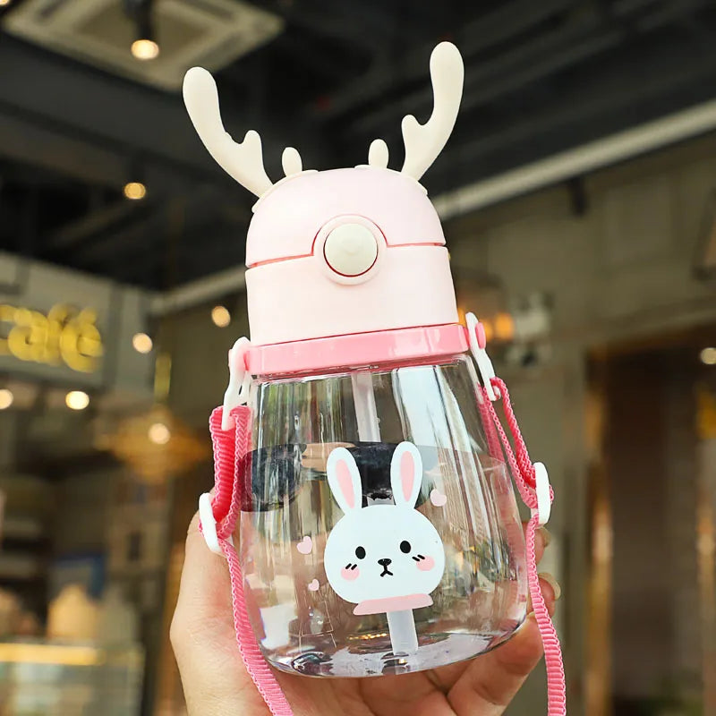 Cute Deer Antlers Water Bottle Pink Blue Yellow Green Pink - 400ml Animals - Tophatter Daily Deals
