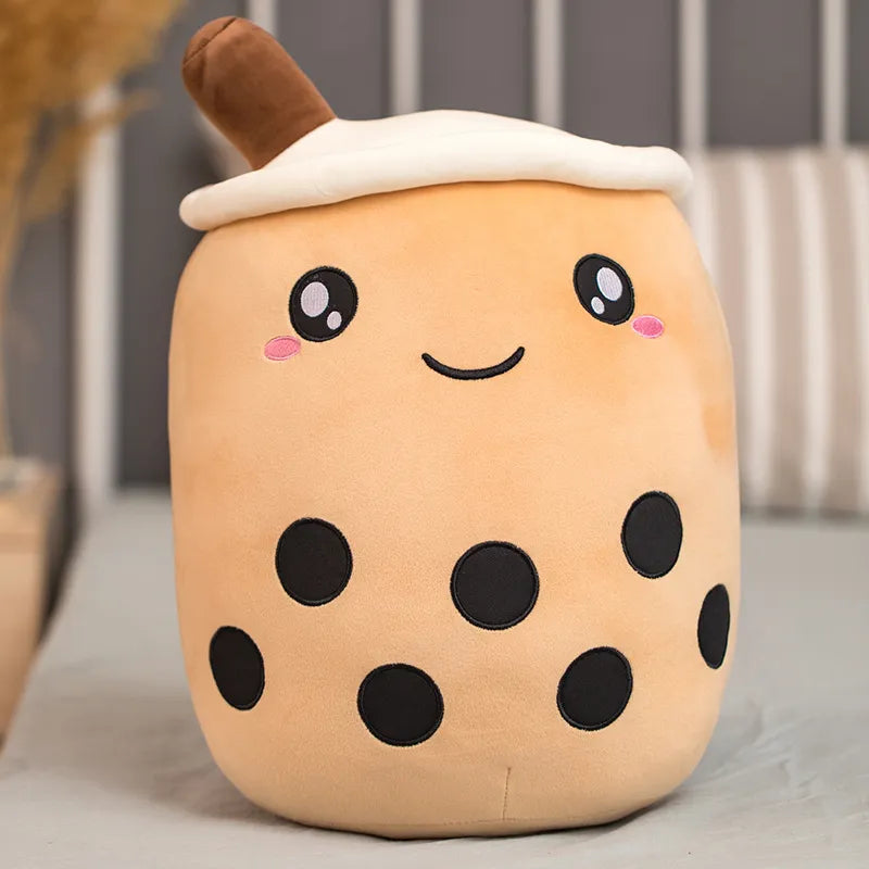Cute Bubble Tea Plush Toy Stuffed Milk Tea Soft Boba Fruit Tea Cup Plushie White Big Eyes Food - Tophatter Daily Deals