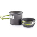 Camping Cookware Kit Portable 2-Pot Green Camp Cooking - Tophatter Daily Deals