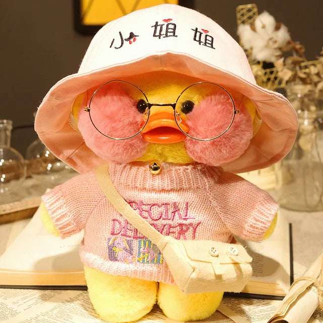 Korean Duck Plush Costume Glasses Dress Explorer Yellow x Light Pink Animals - Tophatter Daily Deals