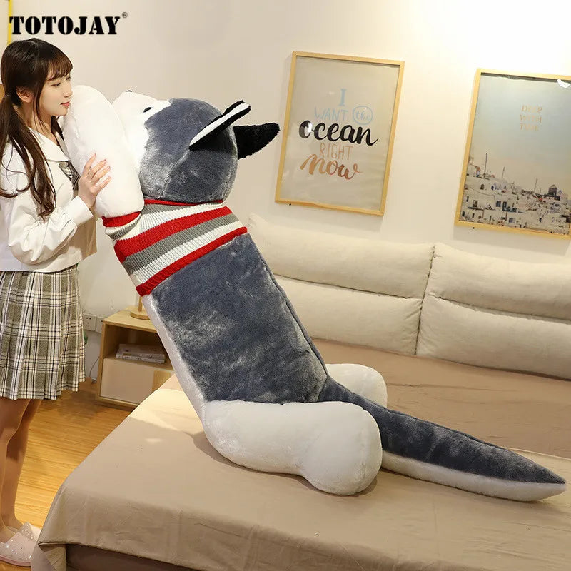 Huskie Dog Plush Doggy Puppy Husky Sleeping Grey White Stuffed Soft Toy Animals - Tophatter Daily Deals
