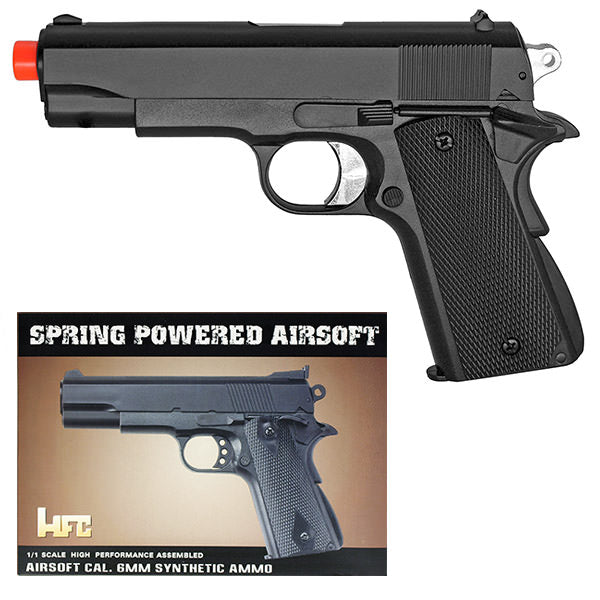 HFC M1911 Airsoft Spring Pistol Black Hand Gun - Tophatter's Inc. Weapons Store Online Collectible Weapons - Tophatter Daily Deals