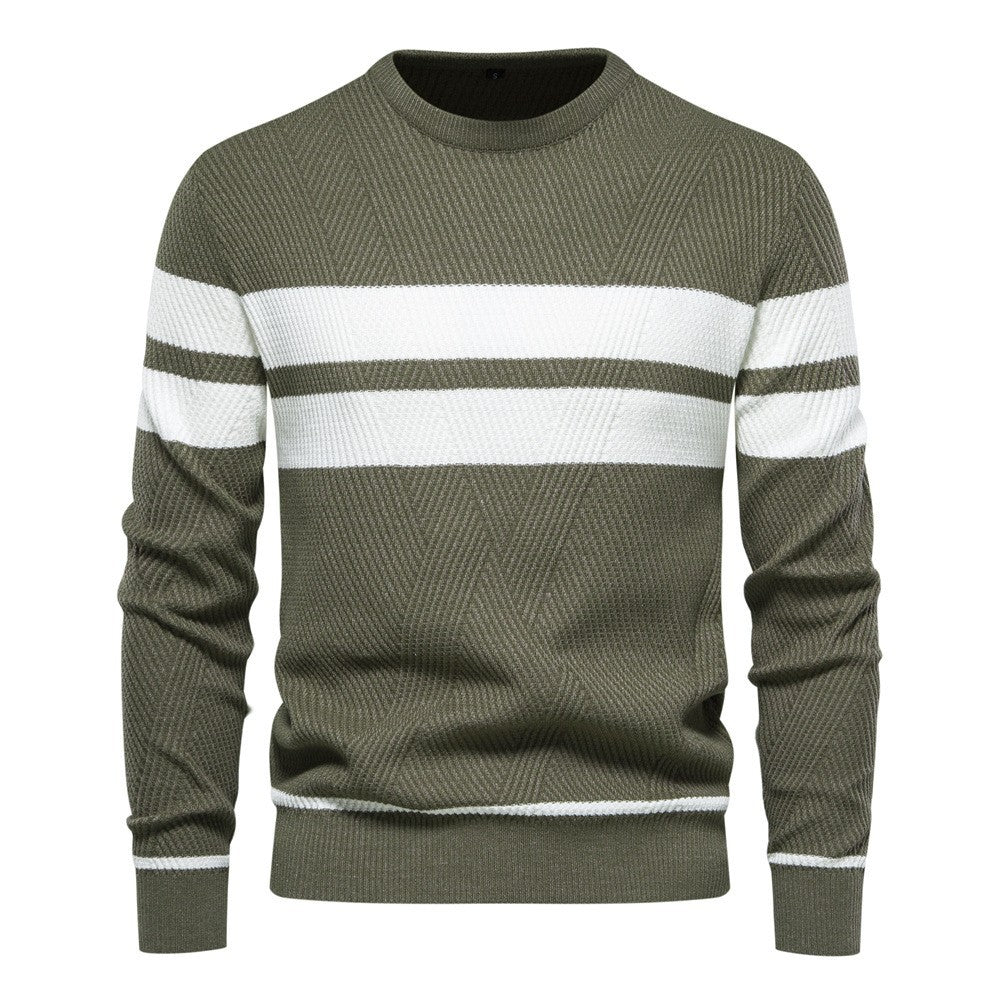 Soft Classic Men's Striped Sweater - Crew Neck, Knit Casual - Tophatter Daily Deals