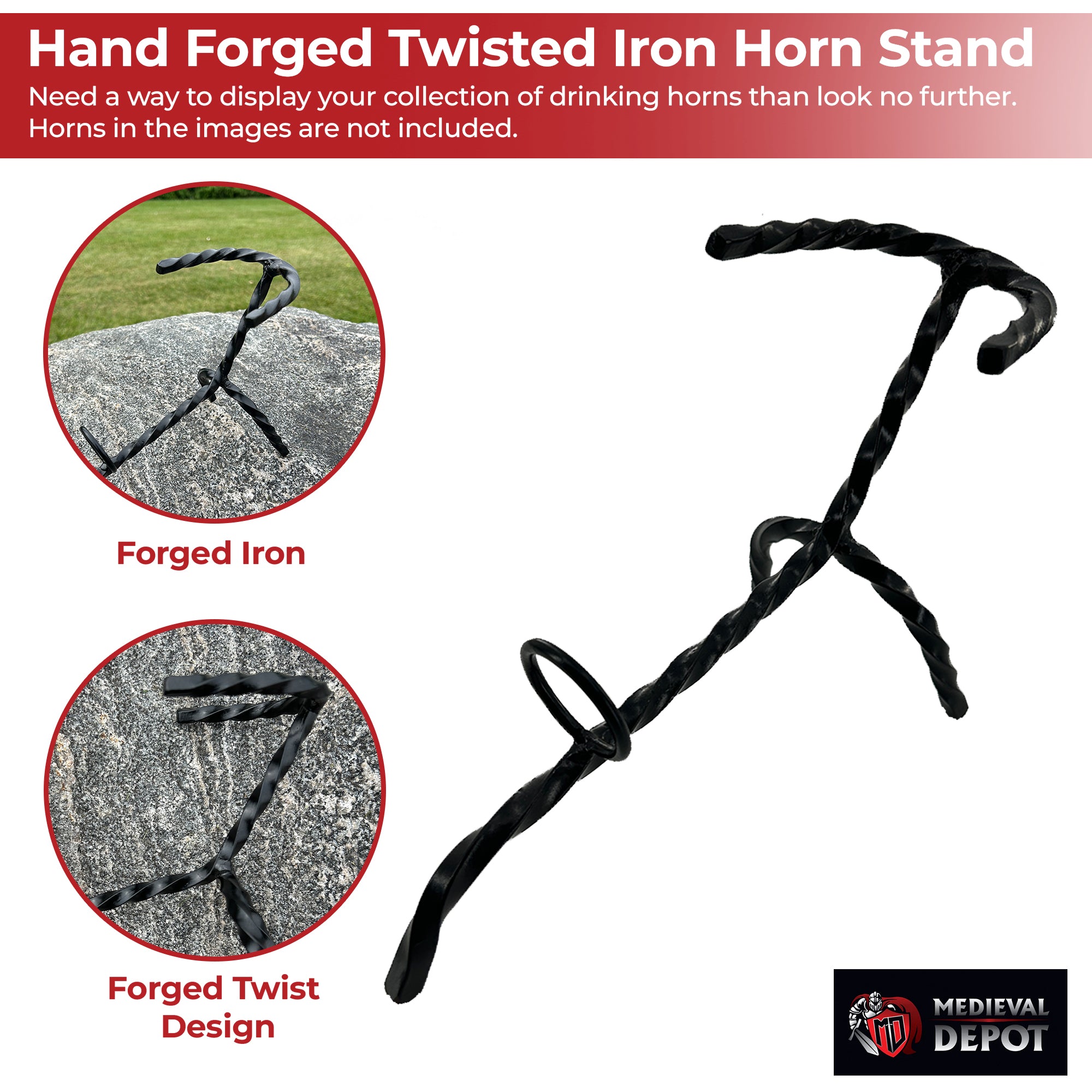 Hand Forged Twisted Iron Horn Stand historical period - Tophatter Daily Deals