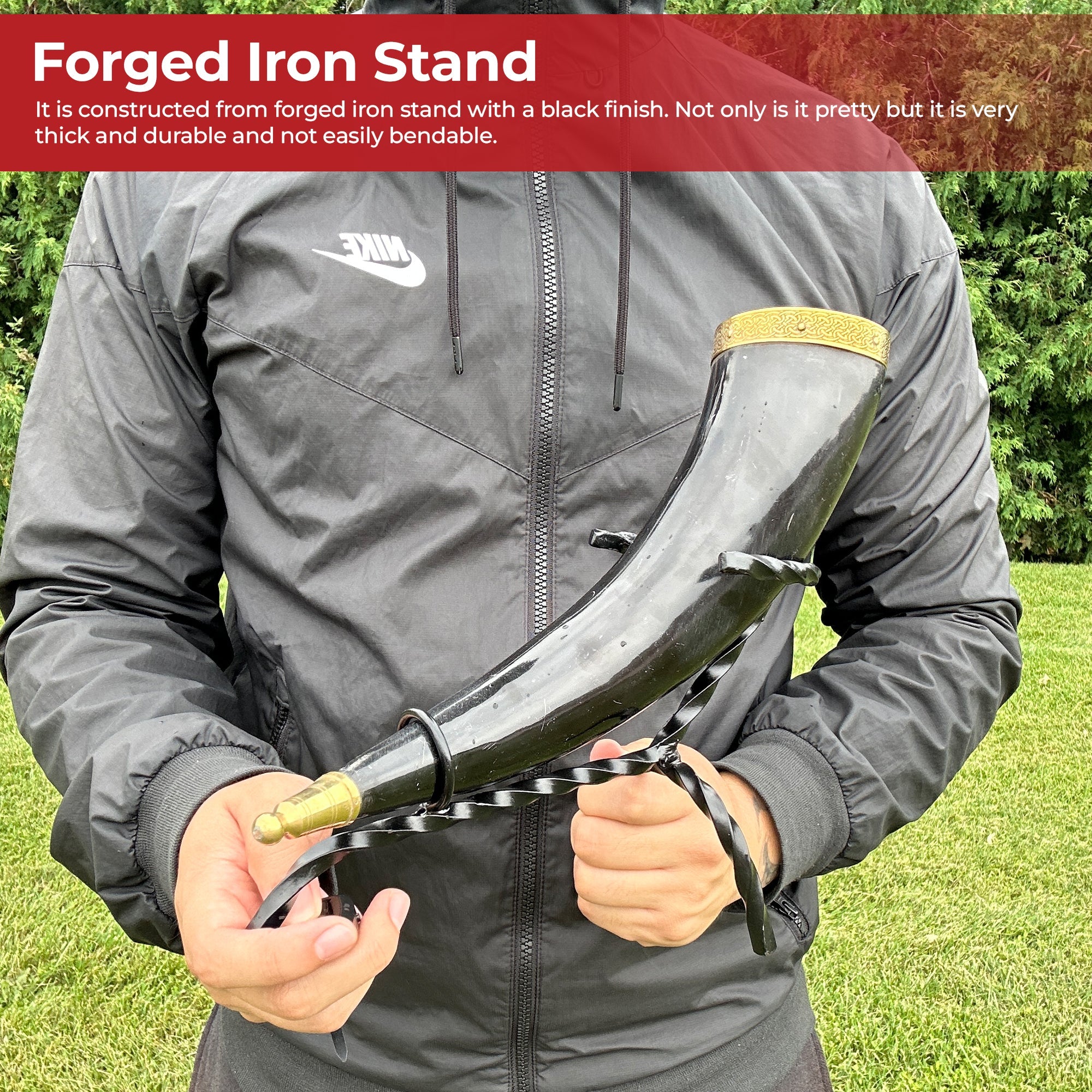 Hand Forged Twisted Iron Horn Stand historical period - Tophatter Daily Deals