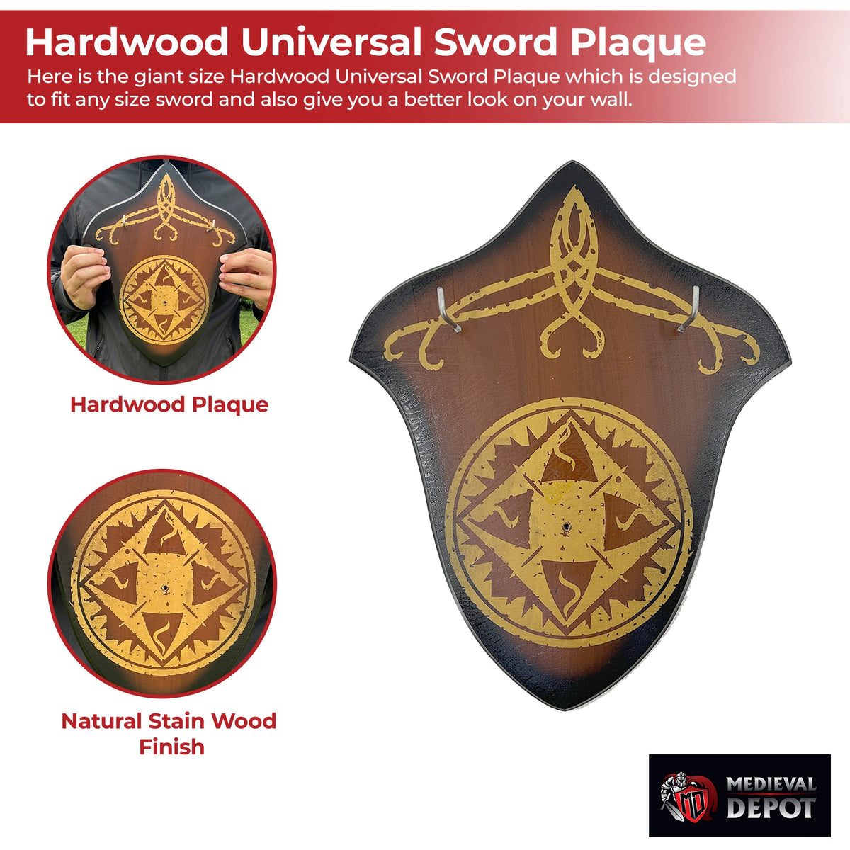 Hardwood Universal Sword Plaque swords - Tophatter Daily Deals