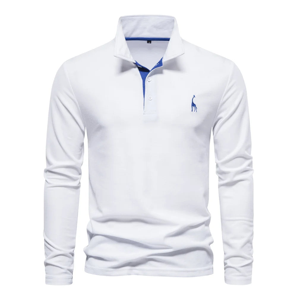 Soft Classic Mens Long Sleeve Polo - Collared Cotton Casual White - Tophatter Daily Deals
