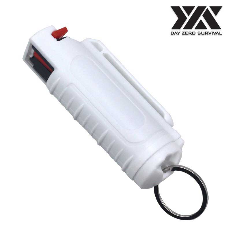 DZS White Hard Case Max Strength OC Pepper Spray Keychain With Belt Clip Collectible Weapons - Tophatter Daily Deals