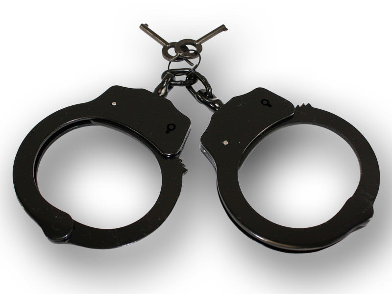 Police Style Double Lock Black Steel Handcuffs - Tophatter's Army Products & Self Defense Collectible Weapons - Tophatter Daily Deals