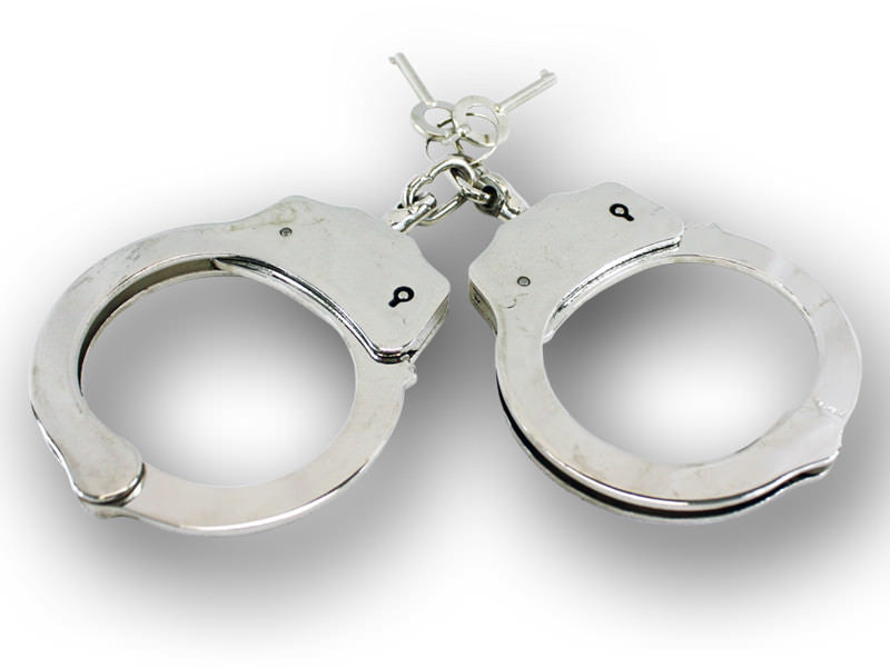 Police Style Double Lock Silver Handcuffs - TOPHATTER'S ARMORY DEALS Collectible Weapons - Tophatter Daily Deals