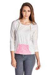 Women's Pullover Jersey Hoodie with Contrast Lace Pocket Tops - Tophatter Daily Deals