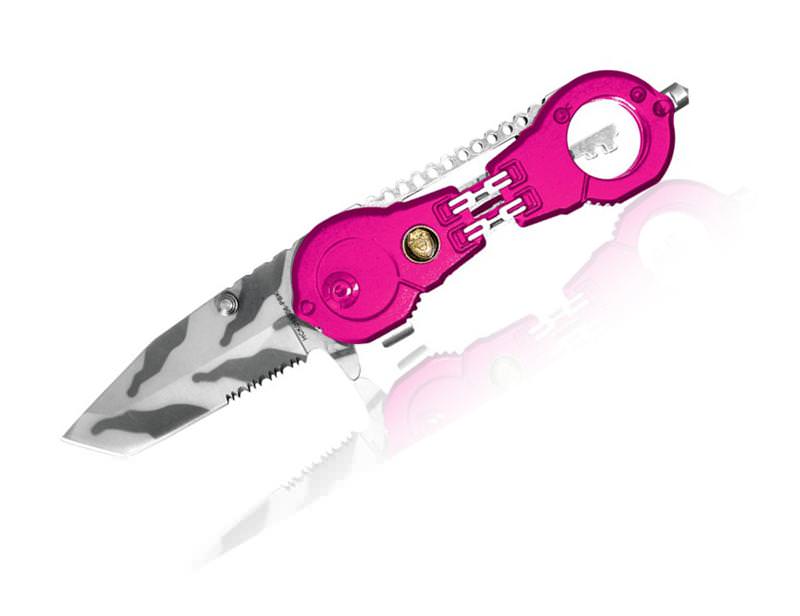 Police Dept Folding Knife Pink Handcuff Spring Assist - TOPHATTER'S ARMORY DEALS Collectible Weapons - Tophatter Daily Deals