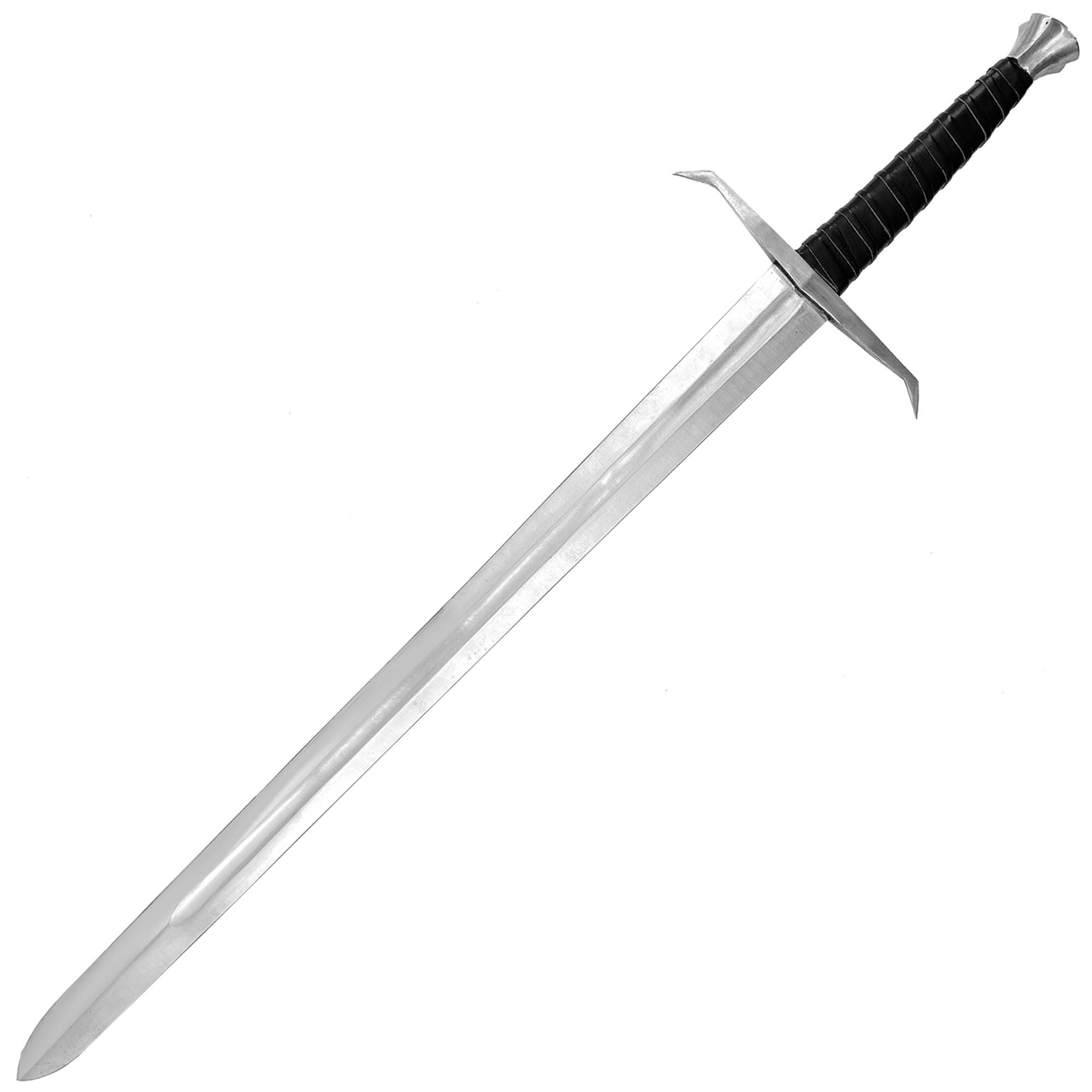 Hellion Rising 1095 High Carbon Medieval Sword with Black Leather Wrap Handle Swords - Tophatter Daily Deals