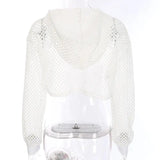 HEYounGIRL Summer Mesh Sexy T Shirt Women Hollow Out Smocked Crop Tops Long Sleeve Hoodies Tees Shirt Fishnet T-shirt Ladies - Tophatter Daily Deals