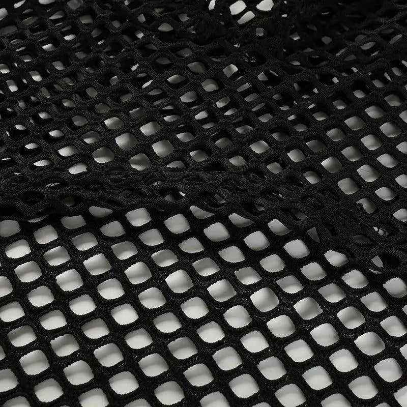 HEYounGIRL Summer Mesh Sexy T Shirt Women Hollow Out Smocked Crop Tops Long Sleeve Hoodies Tees Shirt Fishnet T-shirt Ladies - Tophatter Daily Deals