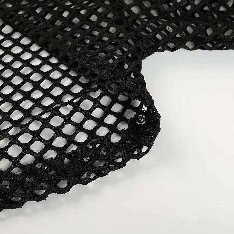 HEYounGIRL Summer Mesh Sexy T Shirt Women Hollow Out Smocked Crop Tops Long Sleeve Hoodies Tees Shirt Fishnet T-shirt Ladies - Tophatter Daily Deals