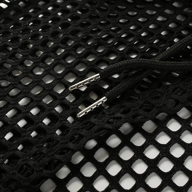 HEYounGIRL Summer Mesh Sexy T Shirt Women Hollow Out Smocked Crop Tops Long Sleeve Hoodies Tees Shirt Fishnet T-shirt Ladies - Tophatter Daily Deals