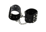 Deep Black Leather & Steel Wrist Restraints novelty items - Tophatter Daily Deals