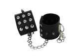 Deep Black Leather & Steel Wrist Restraints novelty items - Tophatter Daily Deals