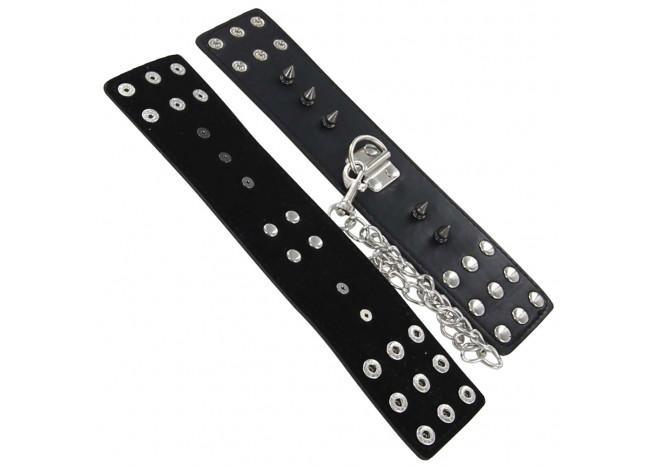 Deep Black Leather & Steel Wrist Restraints novelty items - Tophatter Daily Deals