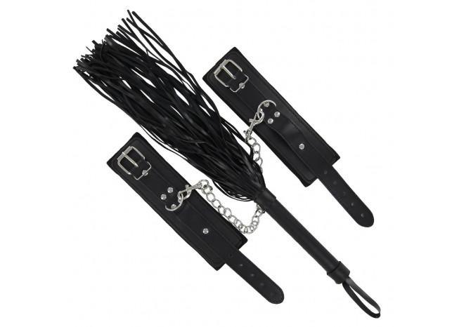 Deep Black Wrist Cuff and Whip Set novelty items - Tophatter Daily Deals