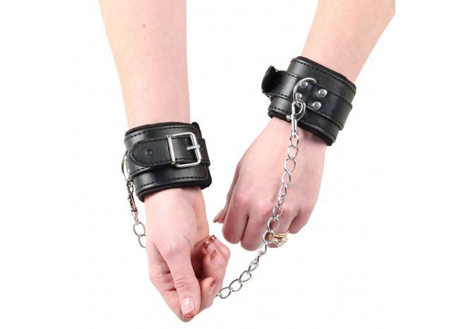 Deep Black Wrist Cuff and Whip Set novelty items - Tophatter Daily Deals