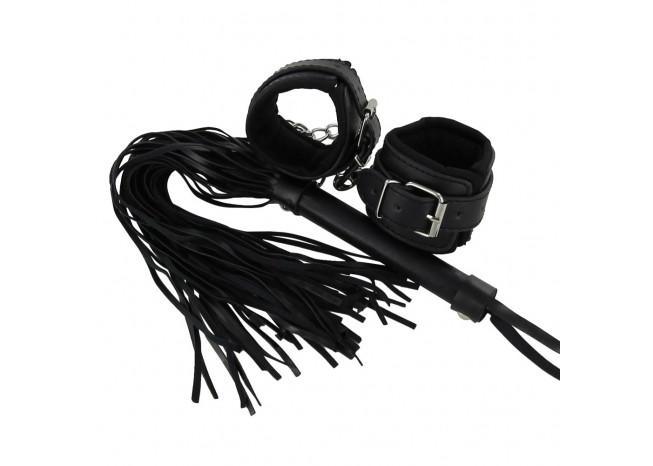 Deep Black Wrist Cuff and Whip Set novelty items - Tophatter Daily Deals