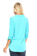 Women's Knit to Woven Button-Front Top Tops - Tophatter Daily Deals